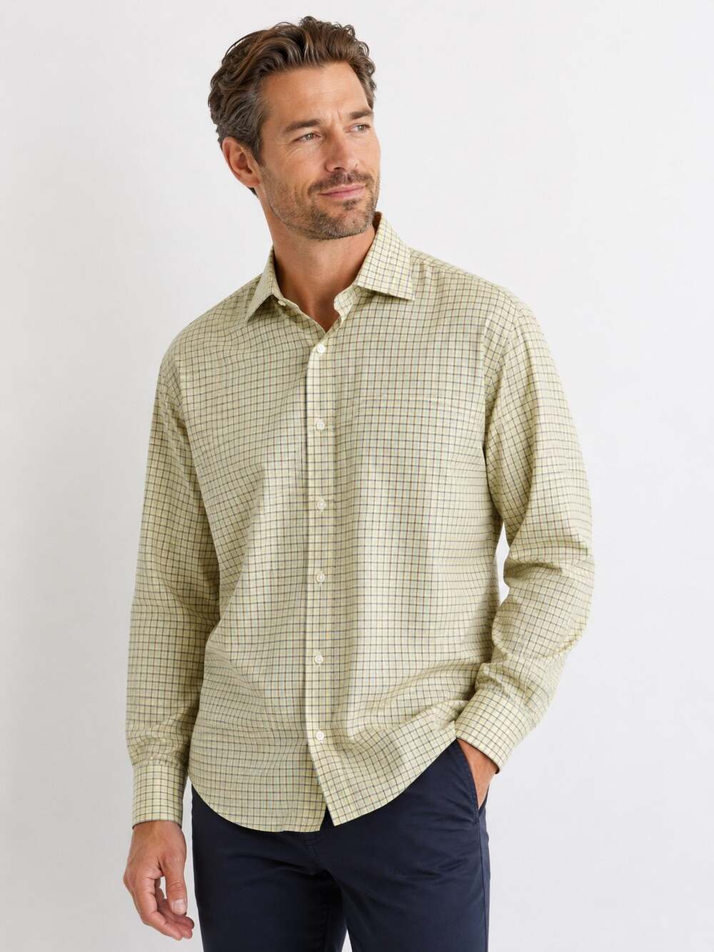 Brooks Brothers Regent Fit Yellow Plaid Non Iron Button Down Shirt 16.5 33 EUC